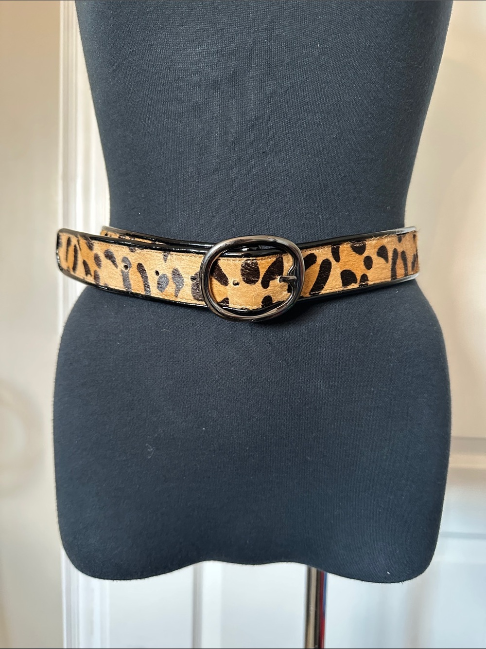Jessica Simpson Leopard Print real hide Wide Waist Belt Women Accessories Small